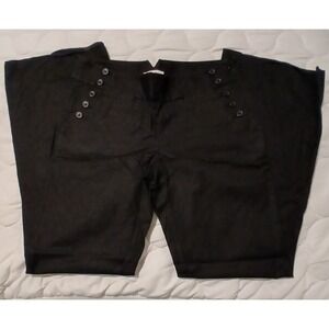 Ann Taylor Loft Marisa Sailor‎ Pants Black Linen Blend Wide Leg Trousers Size 4